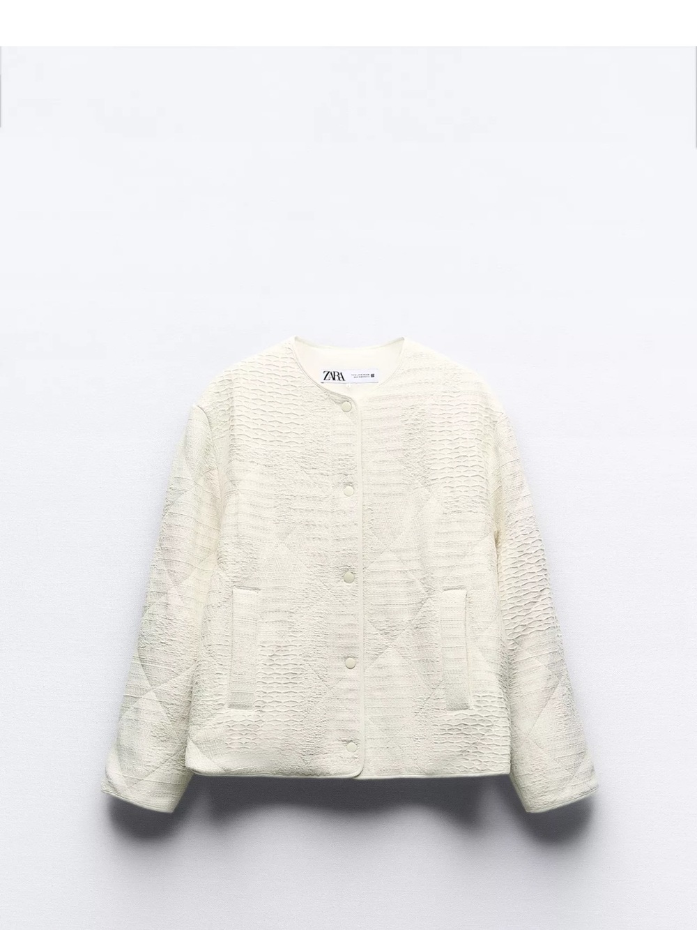 Zara Cream Quilted Bomber Jacket